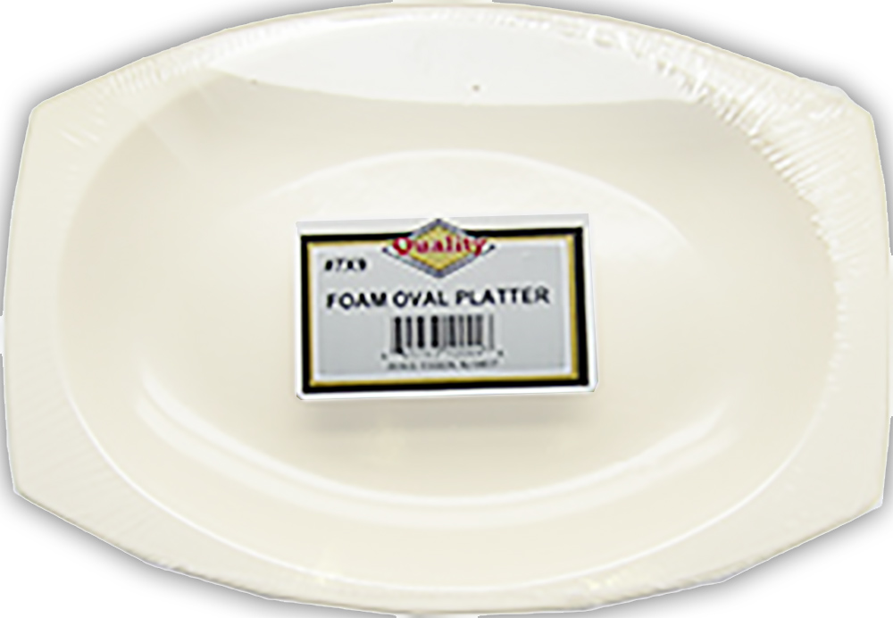 Convenience Packs - White 7"x9" Oval Foam Platter 7X9-36 - Wholesale
