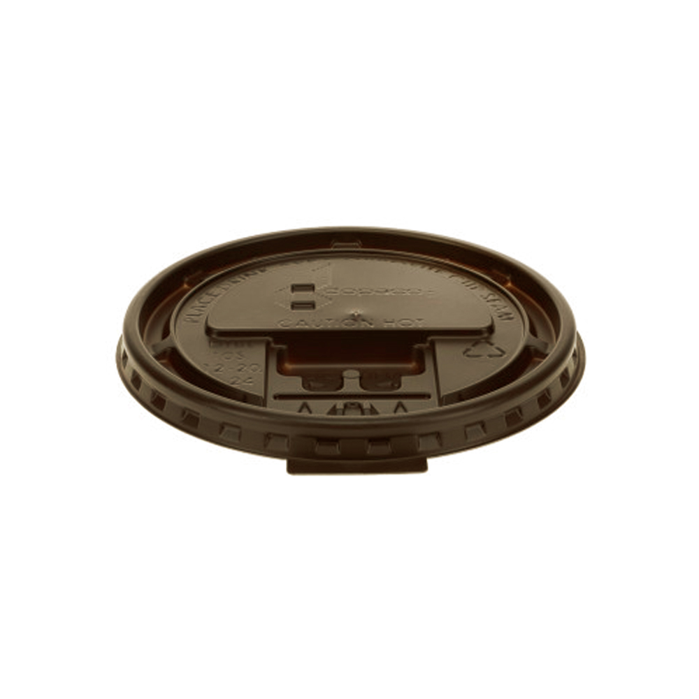 DFL124TBBR Brown 10-20 oz. Fold Back Hot Cup Lid 1000/cs