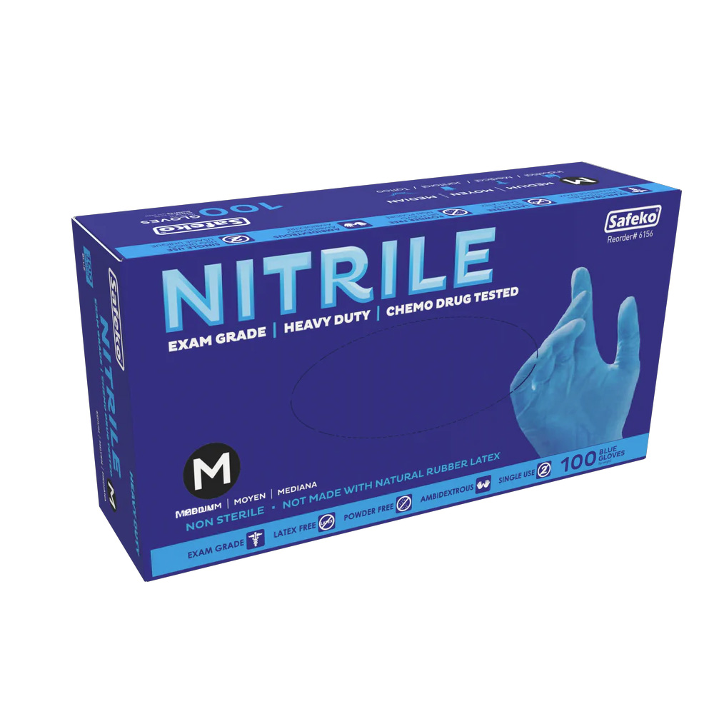 SK1013NEFBLM Blue Medium Powder Free Nitrile      Exmination Glove 5 Mil 10/100 cs - SK1013NEFBLM BLU NIT 5ml GLV M