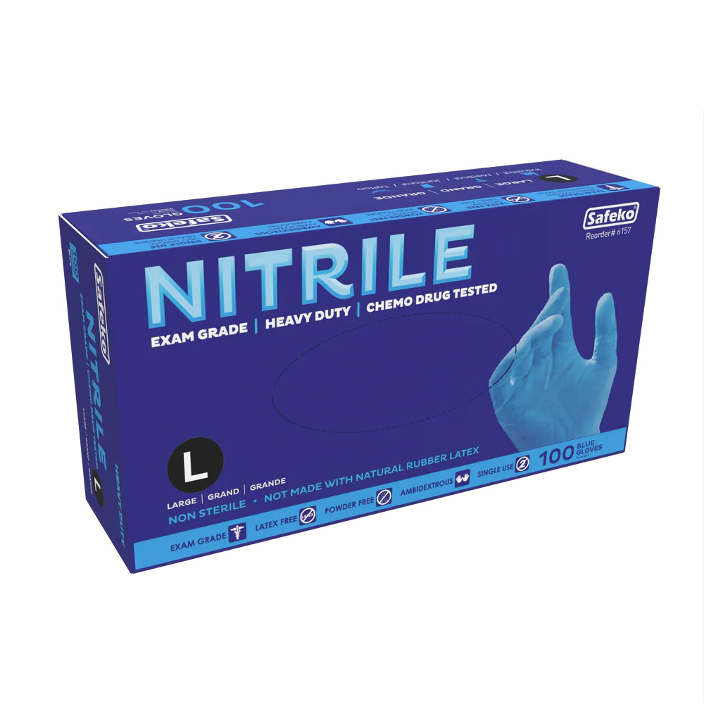 SK1013NEFBLL100 Blue Large Powder Free Nitrile    Examination Glove 5 Mil 10/100 cs