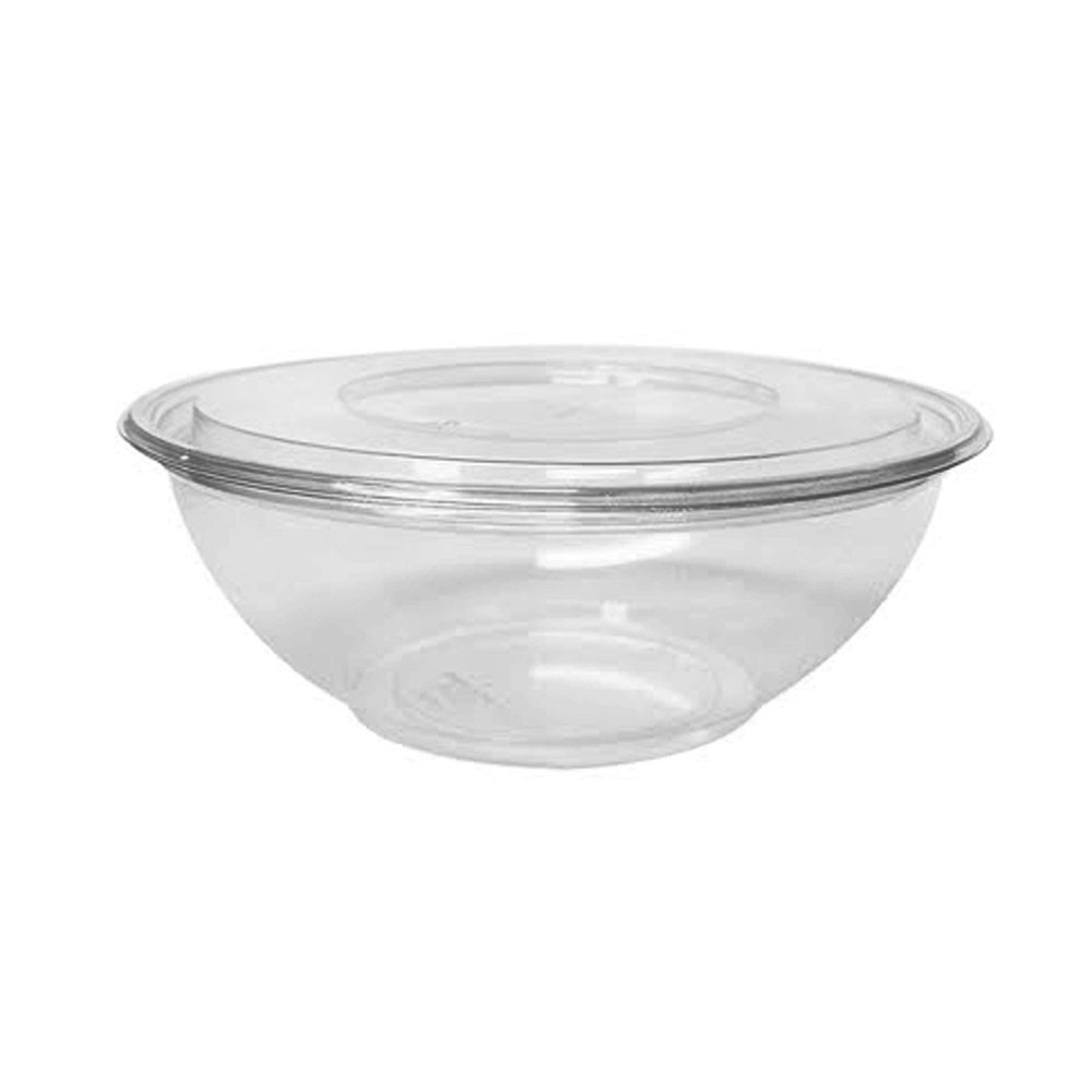 1080PIL90 Clear 80 oz. Plastic 10" Round Bowl & Lid Combo 90/cs - 1080PIL90 10" RND 80z BWL&LID