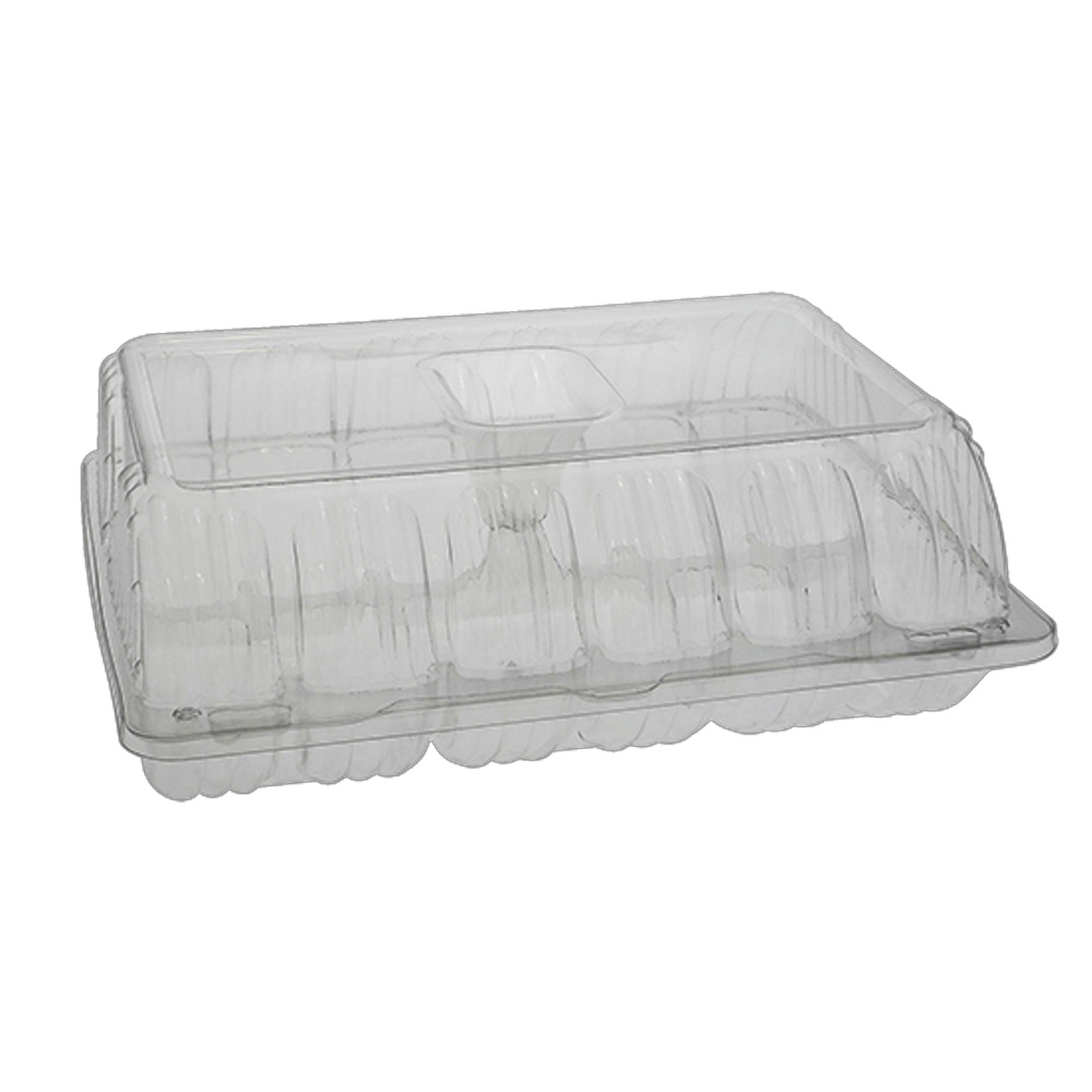 22112PET Clear 6.87"x9.02"x3.54" 12ct Hinged PET  Donut Container 200/cs - 22112PET 12ct HNGD DONUT APET