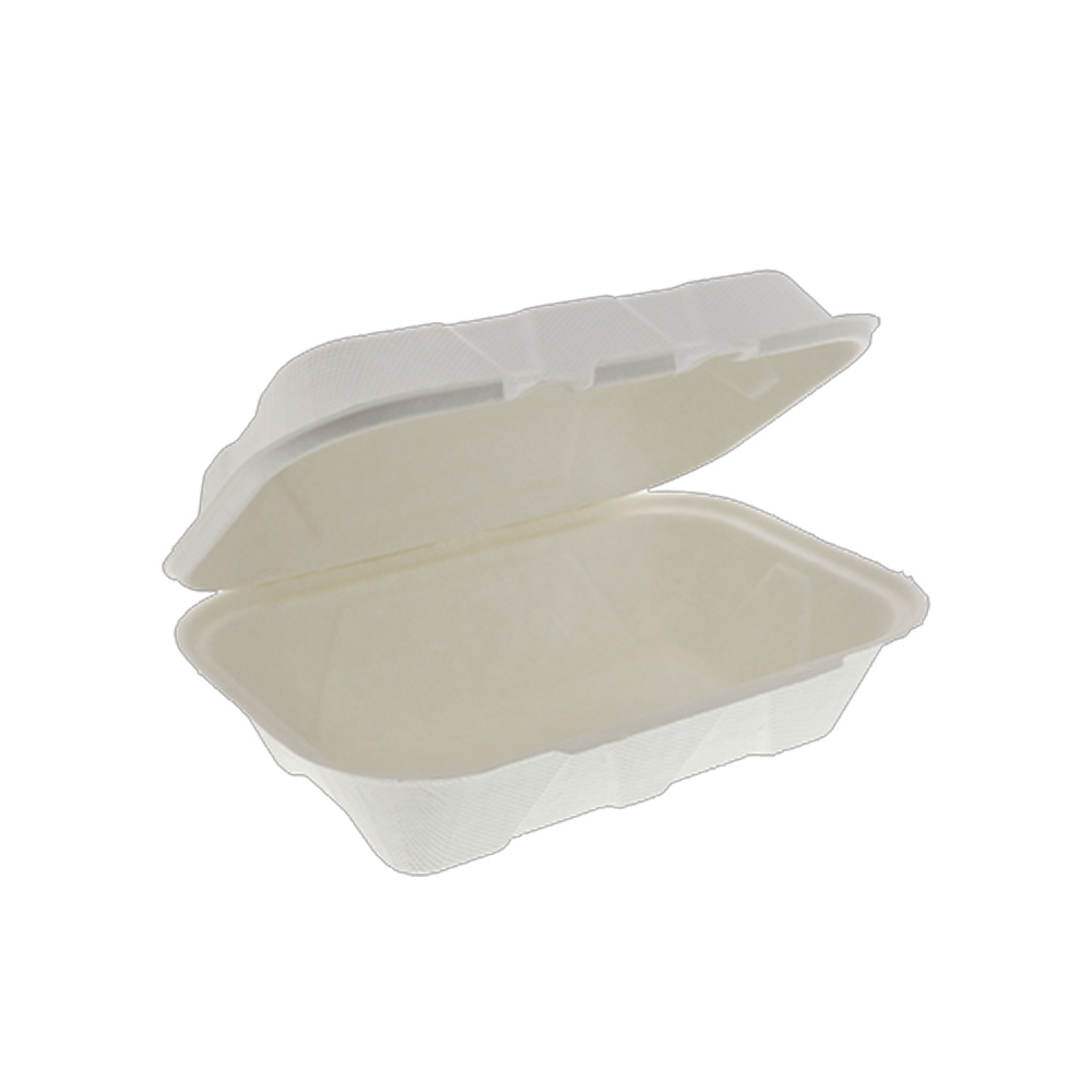 YMFH008 Earths Choice White 6"x6" Hinged Fiber    Container 500/cs - YMFH008 ECHOICE 6x6 HNGD FIBER