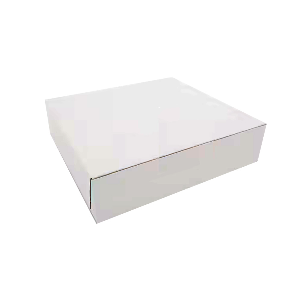 6101 Cake Box 10"x10"x2.5" White 1 pc Recycled    Clay Coated w/ Lock Corner 250/cs