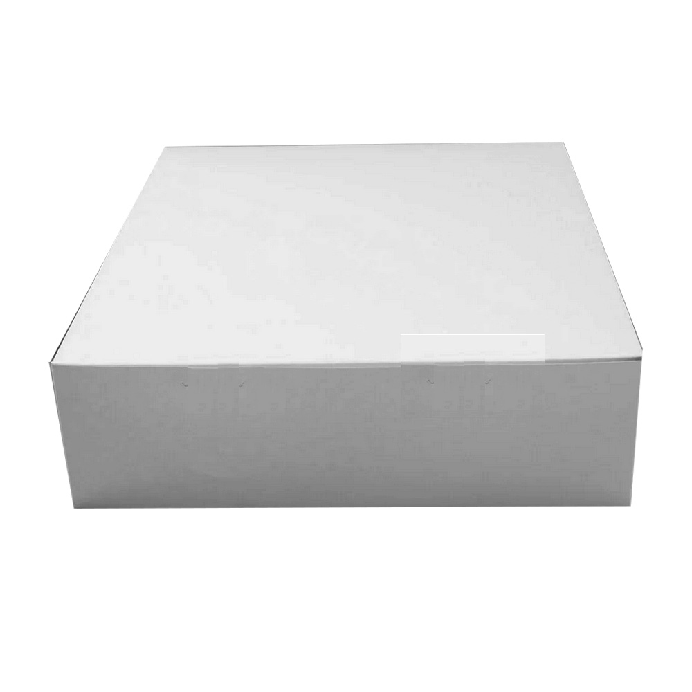 6160 White 16"x16"x5.5" 1 pc Recycled Clay Coated Cake Box w/ Lock Corner 50/cs - 6160 WHT 16X16X5.5 CAKE BOX