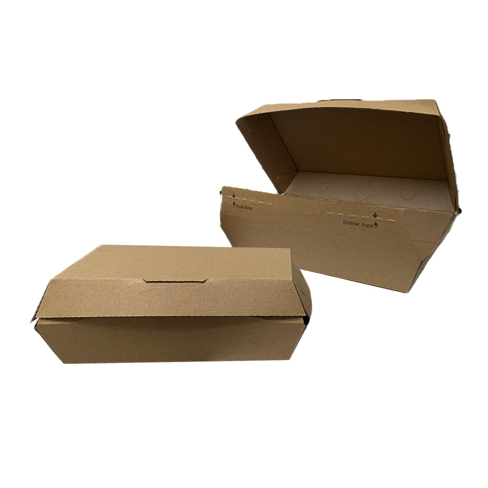 WBI742BC11 Kraft 7"x4.5"x3" Paper Hinged Clamshell Food Container 200/cs