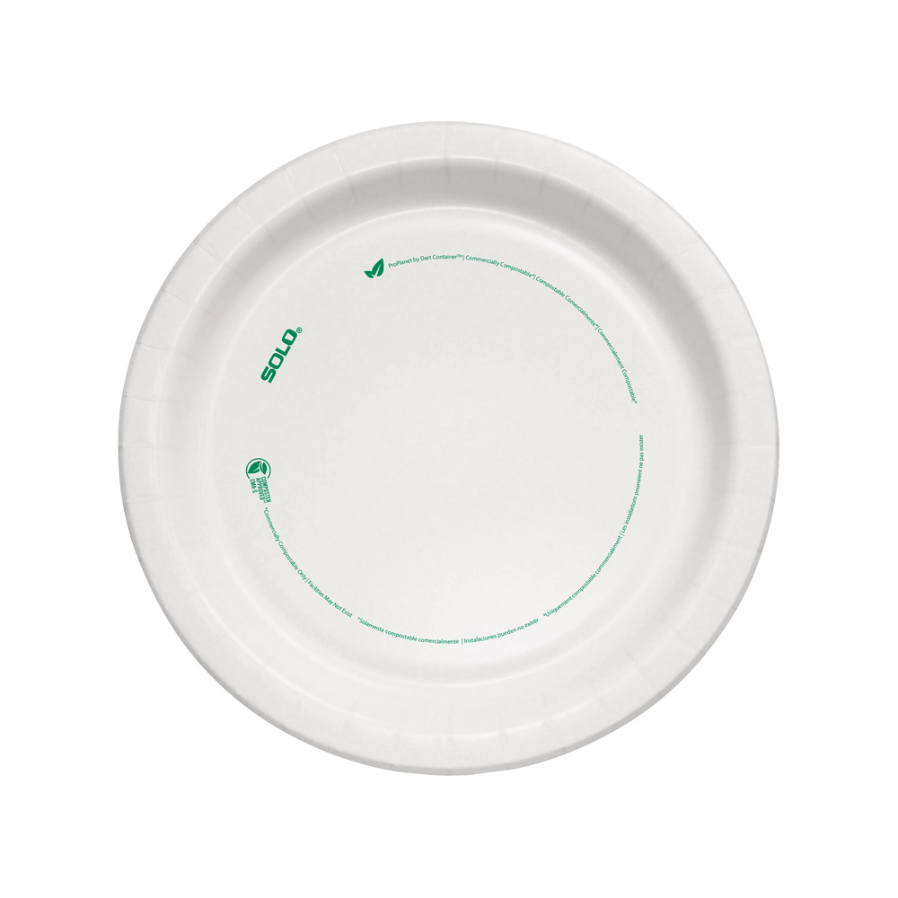 MP9-PLANET ProPlanet 9"" Clay Coated Paper Plate  Green Certified Seal Printed 4/125 cs - MP9-PLANET 9" PPR PLT ProPlnet