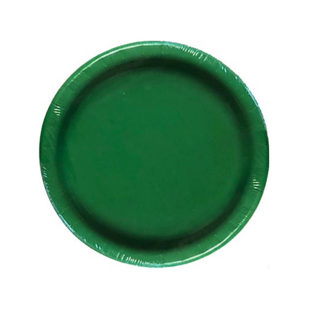 721514 Green 9" Coated Paper Plate 12/24 cs