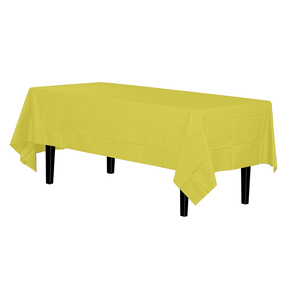 21114 Yellow 54"x108" Plastic Table Cover 48/cs - 21114 54x108 YLW PLAS TBLCOVER