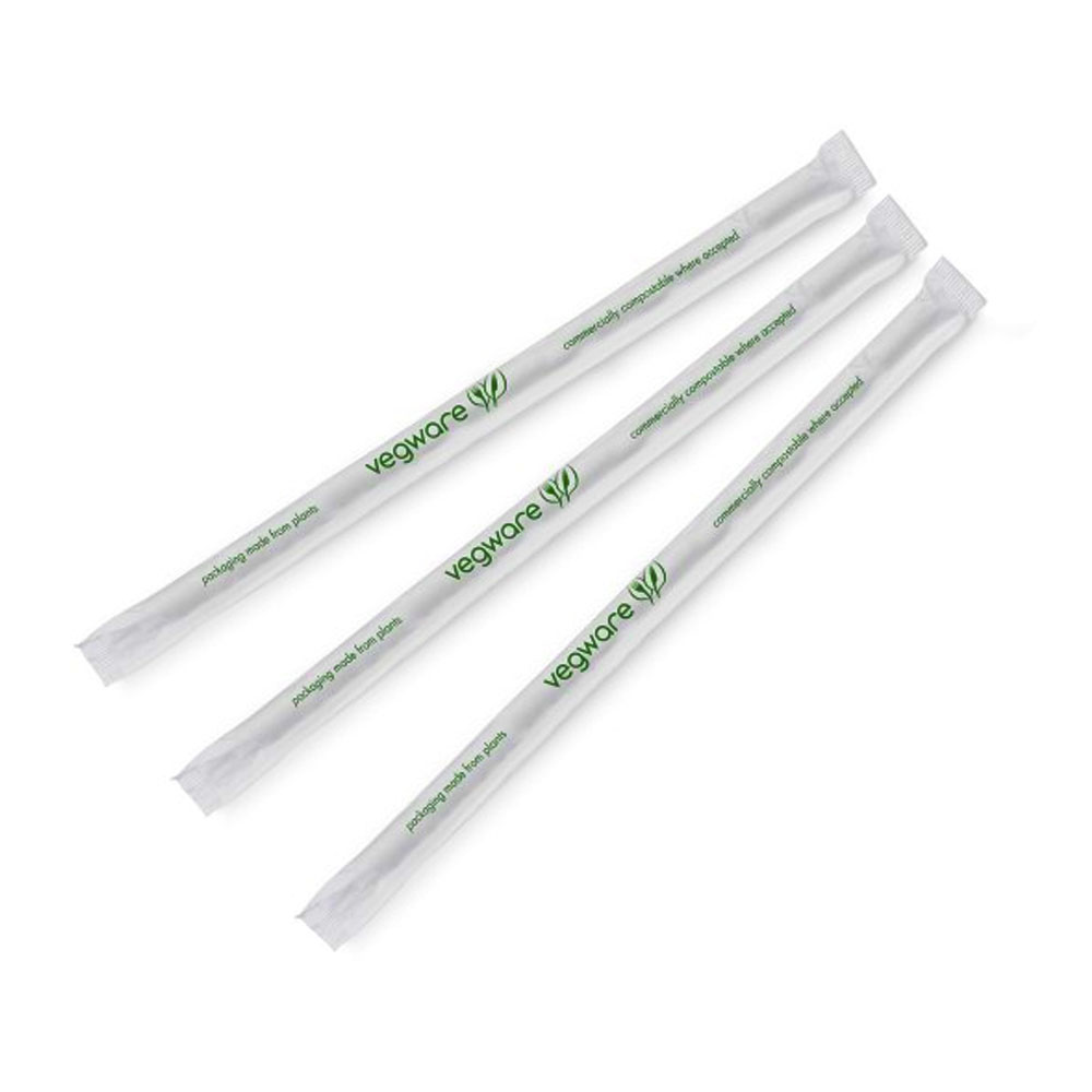 VW-STPLA8255GSW Vegware Paper Wrapped 8" Translucent Compostable Straw 10/500 cs