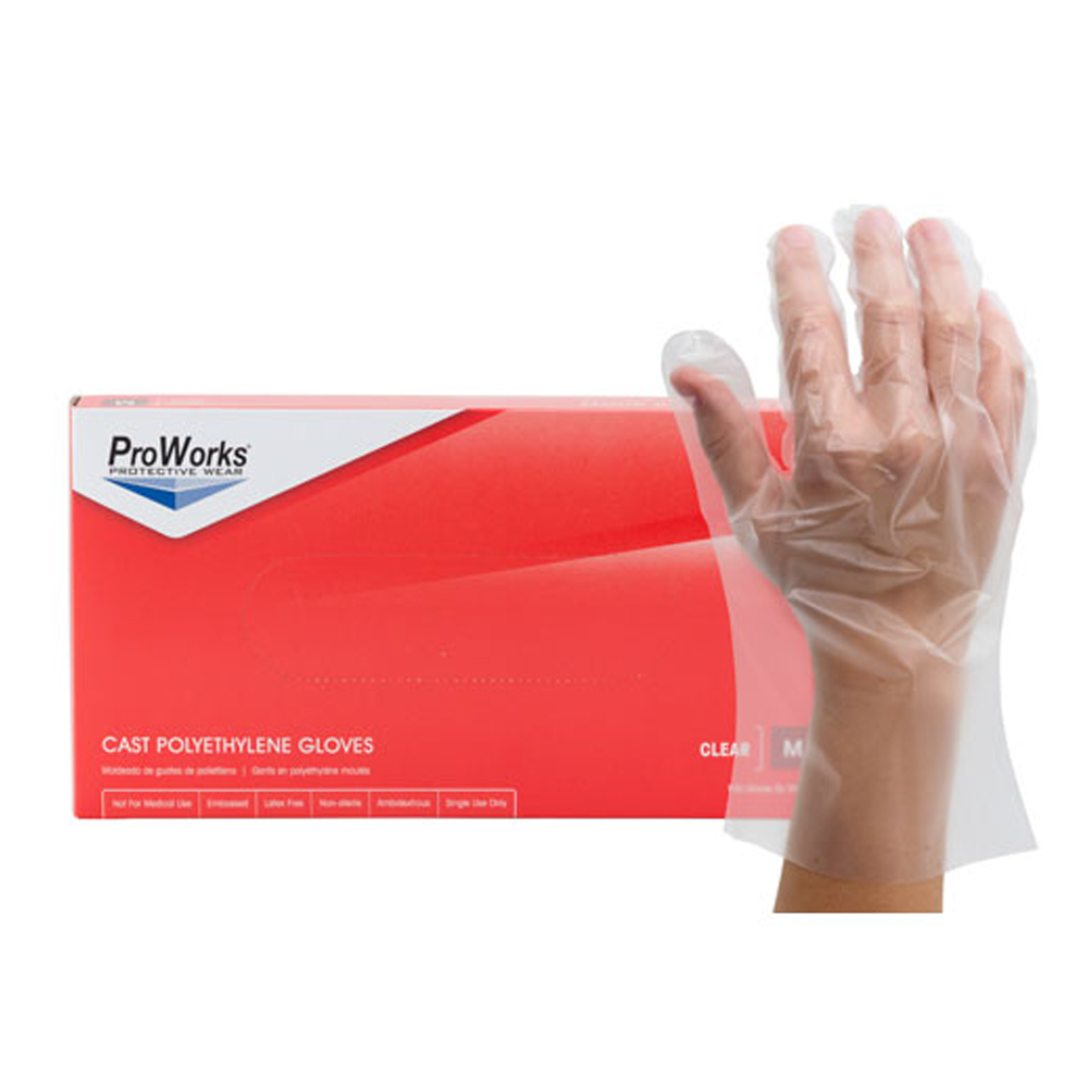 GL-CP100L Clear Large Cast Polyethylene Gloves 10/100 cs