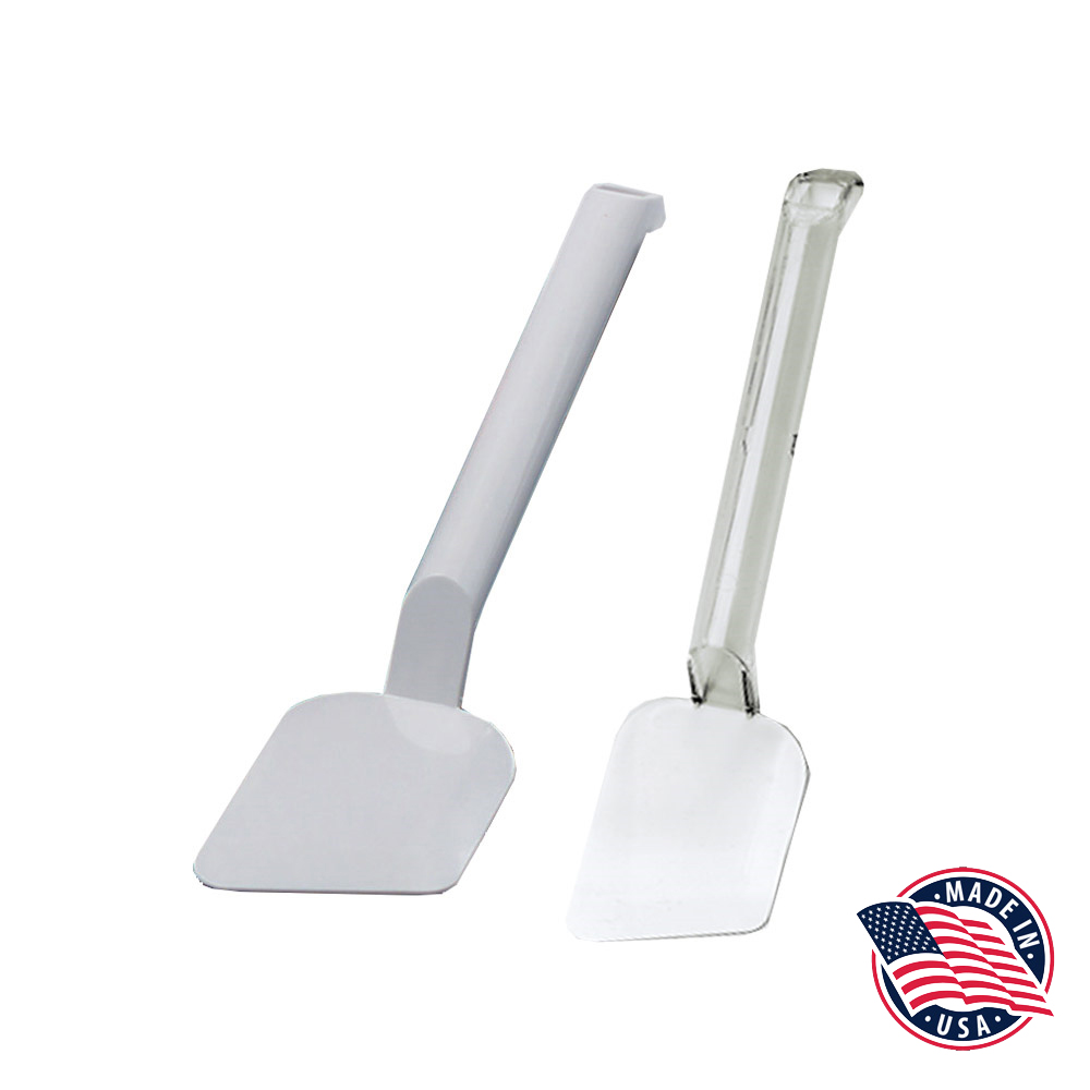 605 White/Clear Polystyrene Serving Spatula 12/cs - 605 PLYSTRNE SERVING SPATULA