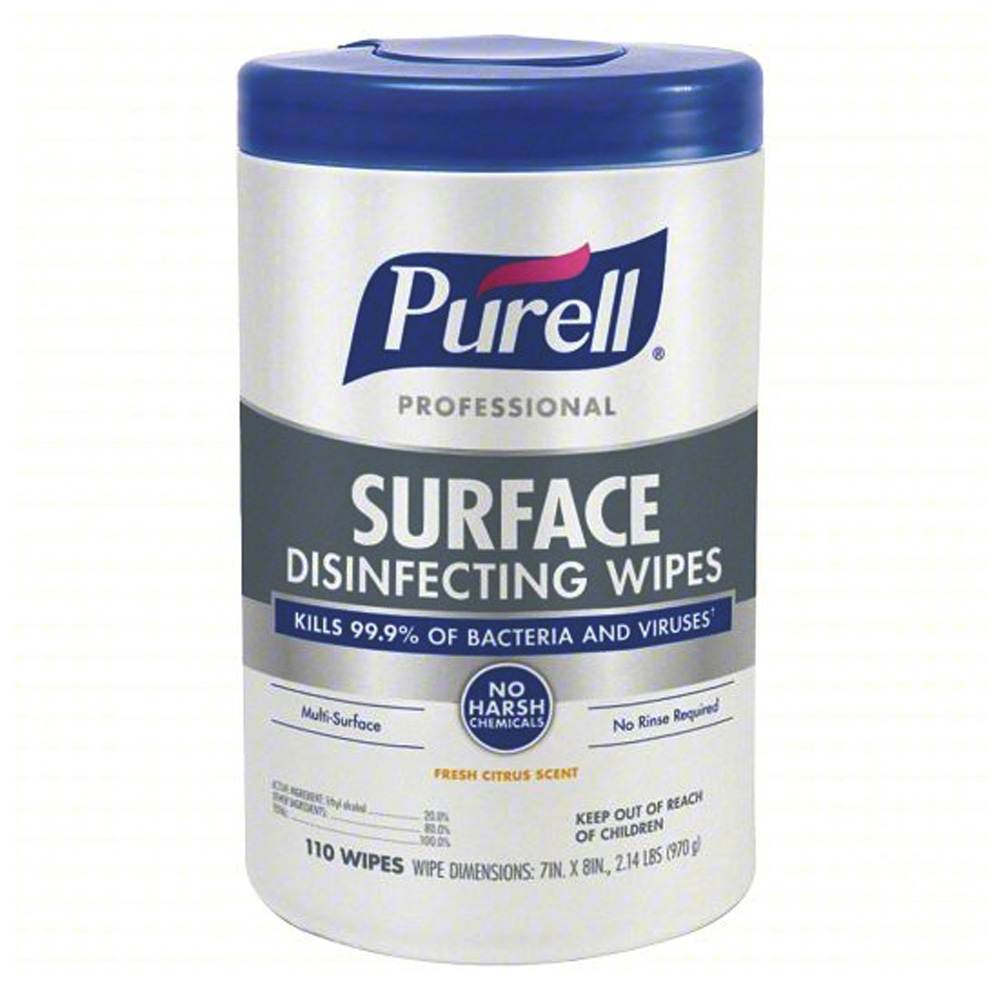 9342-06 Purell Professional 7"x8" Surface         Disinfecting Wipes w/ Fresh Citrus Scent 110