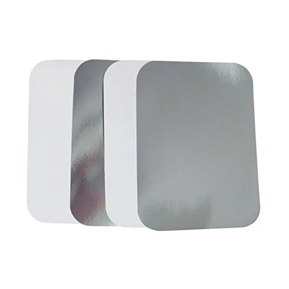 L540500 Silver/White 3lb. Foil Laminated Oblong Board Lid for 5400-40 Aluminum Pan 500/cs - L540500 BOARD LID FOR 5400-40