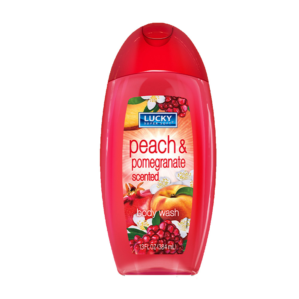 10872-12 Lucky Super Soft 13 oz. Body Wash w/     Peach & Pomegranate Scent 12/cs