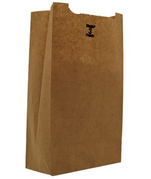 18403 Grocery Bag 3 lb. Kraft Recycled Paper  500/pk.
