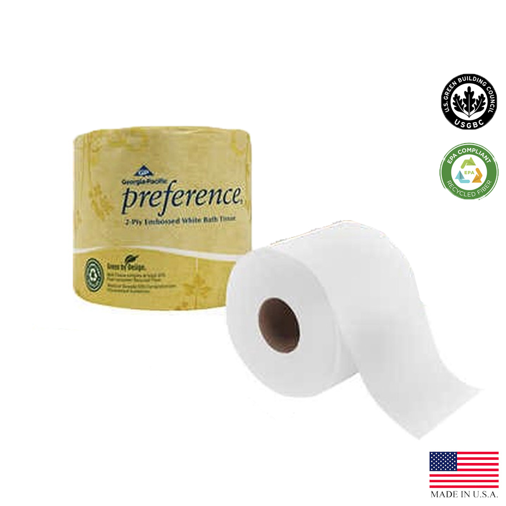 18280/01 Preference Bathroom Tissue White 2 ply Embossed 4"x4"  550 Sheets 80/cs - 18280/01 PREF 2PLY 550SH TTIS