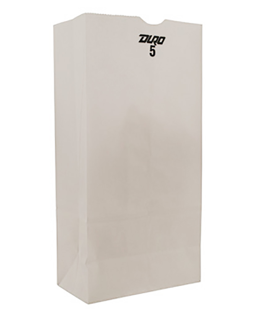 51045 Wolf Grocery Bag 5 lb. White Virgin Paper 500/pk. - 51045 5# WOLF WHT BAG 500