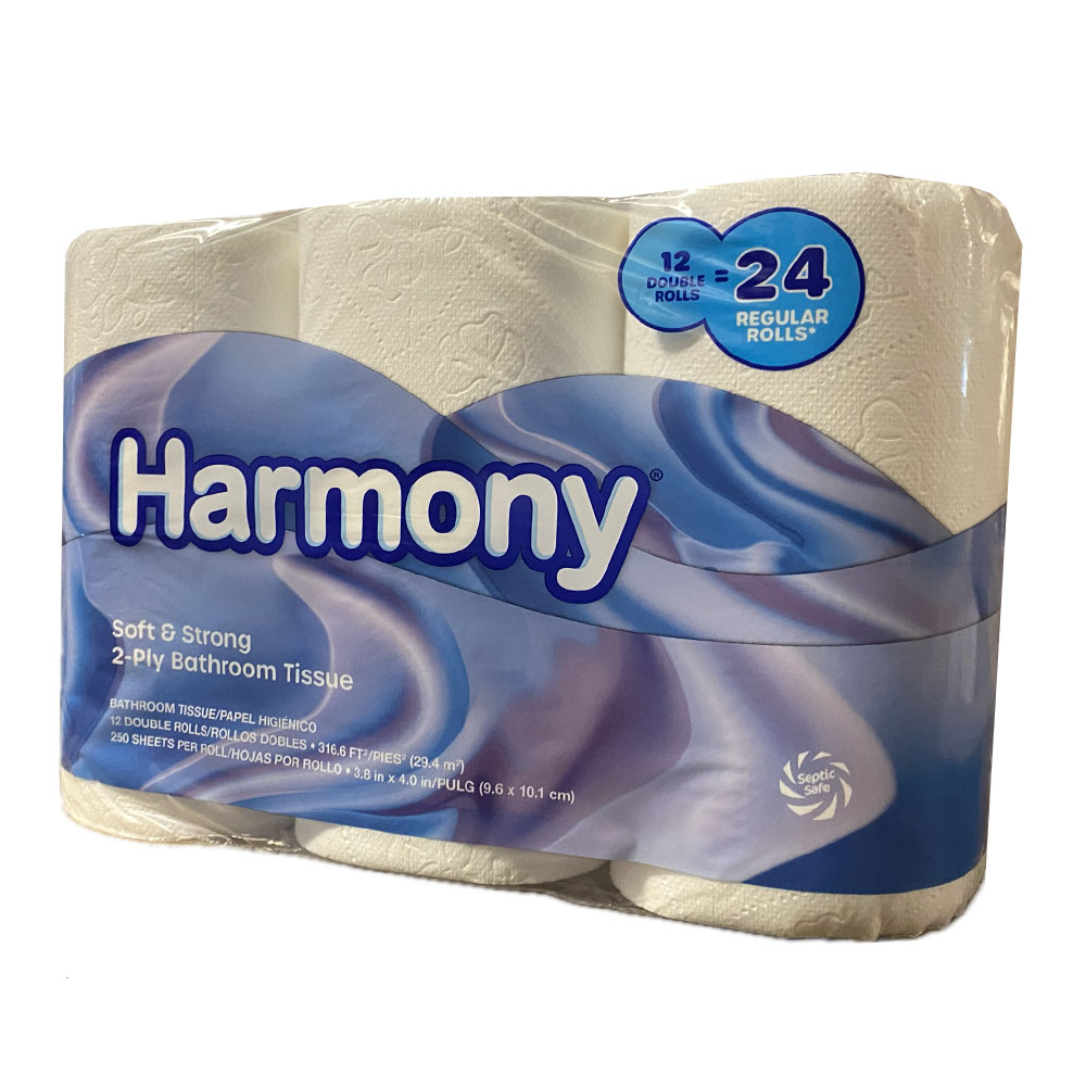 311012 Harmony Strong & Soft Double Roll 2ply     Bathroom Tissue 250 sheet 4/12 cs