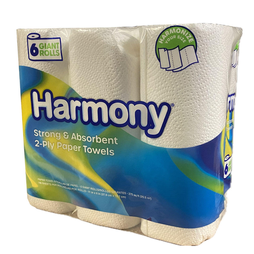 Harmony Strong & Absorbent 11'X6" Giant Kitchen   Towel Roll 6 Rolls 4/6 cs