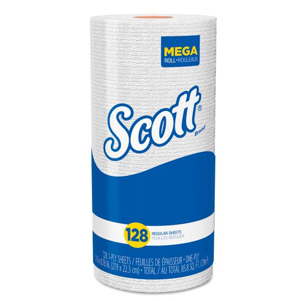 41482 Scott Kitchen Roll Towel White 1 ply  11"x8.78" 128 Sheet 20/128 cs - 41482 SCOTT HSHLD RL TWL /128