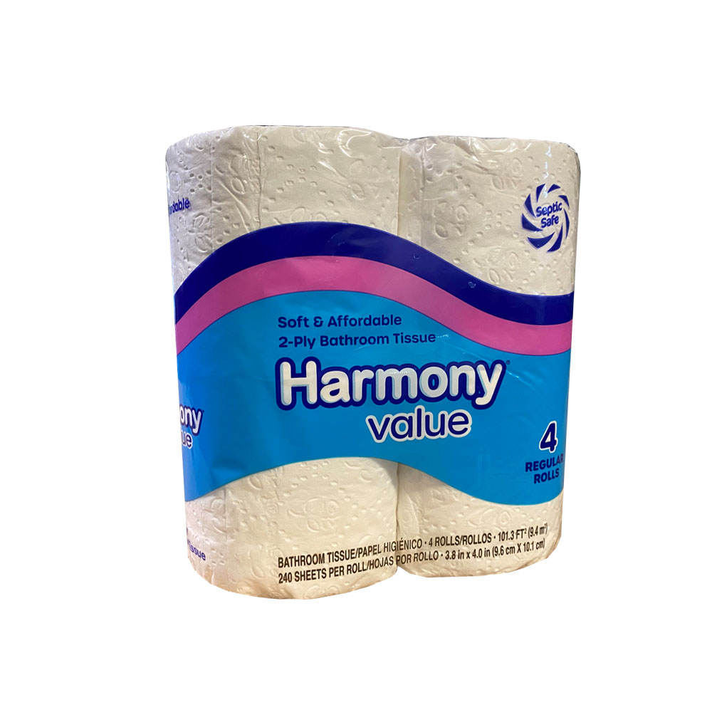 311240 Harmony Value White 2ply 3.28"x4.0" Soft & Strong Bathroom Tissue 240 Sheets 12/4 cs