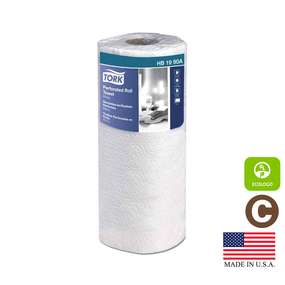 HB1990A Tork Kitchen Roll Towel White 2 ply Perforated 11"x9" 84 Sheets 30/84 cs - HB1990A TORK WH 2PL 84CT HHTWL