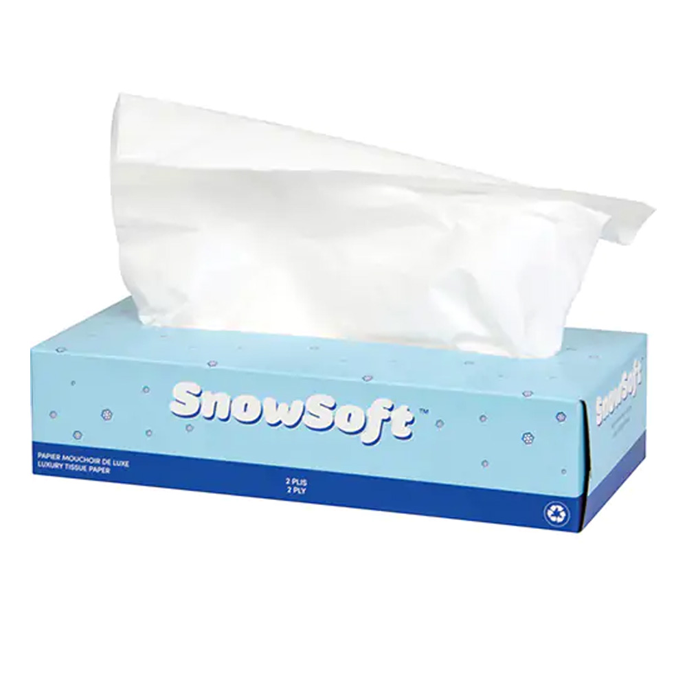 F1003 Snowsoft White 7.4"x8.4" 2 ply 100 Count Premium Facial Tissue 30/cs - F10030 2PLY FACIAL TIS 100sht