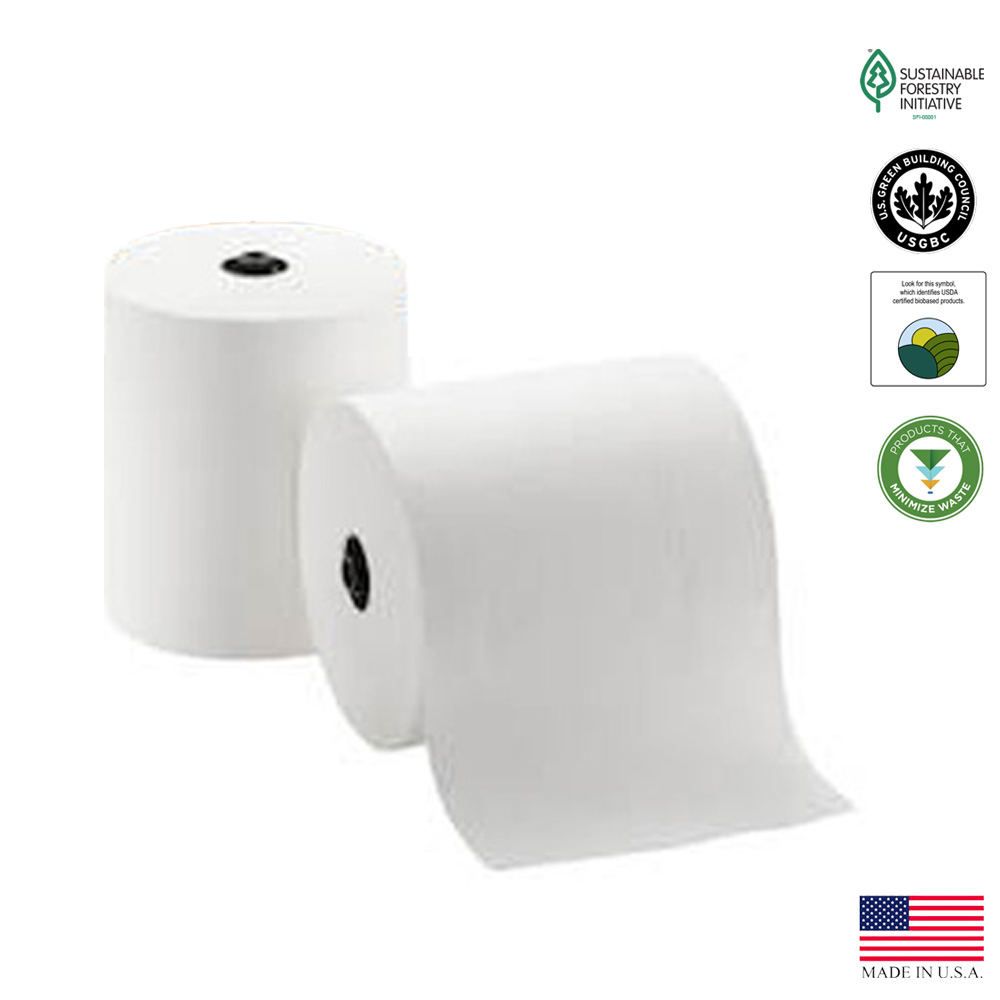 89420 Enmotion Roll Towel White 1 ply 8"x700' 6/cs - 89420 ENMOTN WHT 8X700' RL TWL