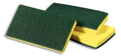 7010028899 Scotch-Brite #74 Green & Yellow 6.1"x3.6" Medium Duty Sponge Scrub Pads 20/cs - #74 3M MED DUTY SCRUB SPONGE