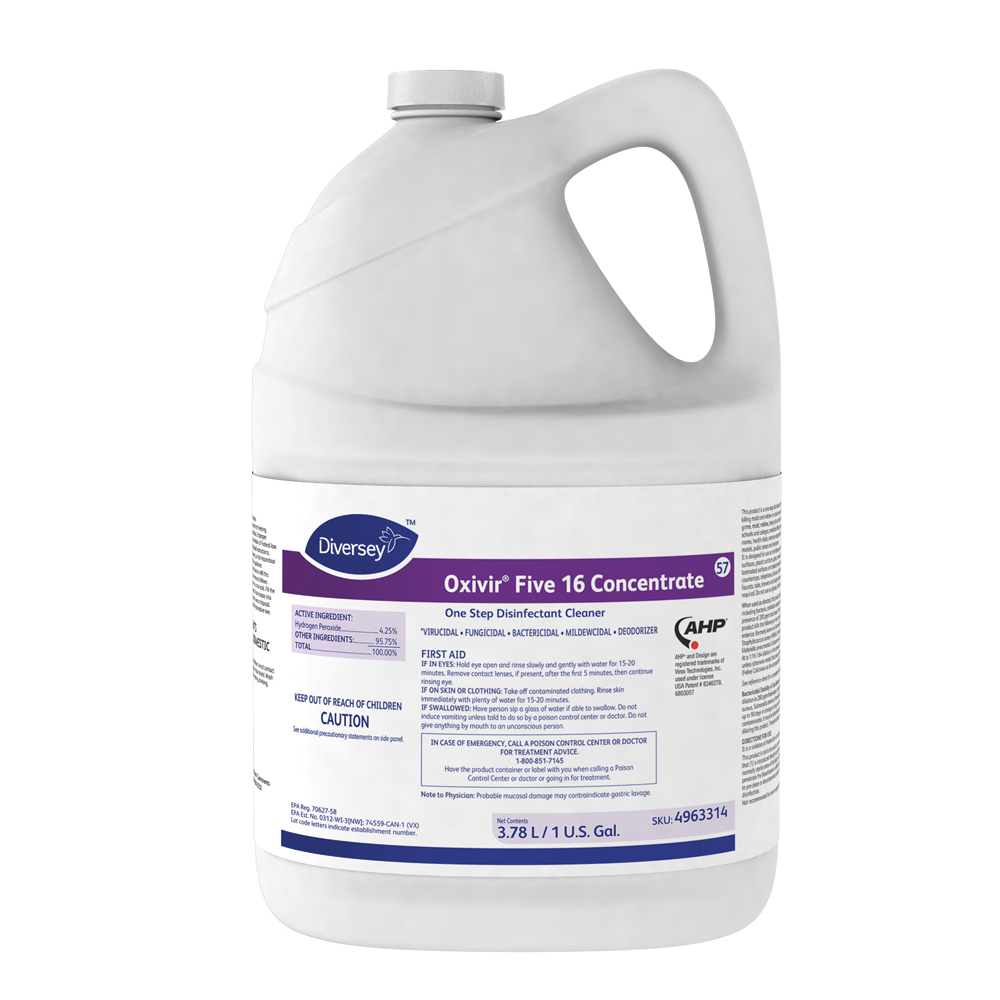 4963314 Oxivir Five 16 1 Gallon One Step          Disinfectant Cleaner Concentrate 4/cs - 4963314 OXIVER 5 DISINFECT 4/1