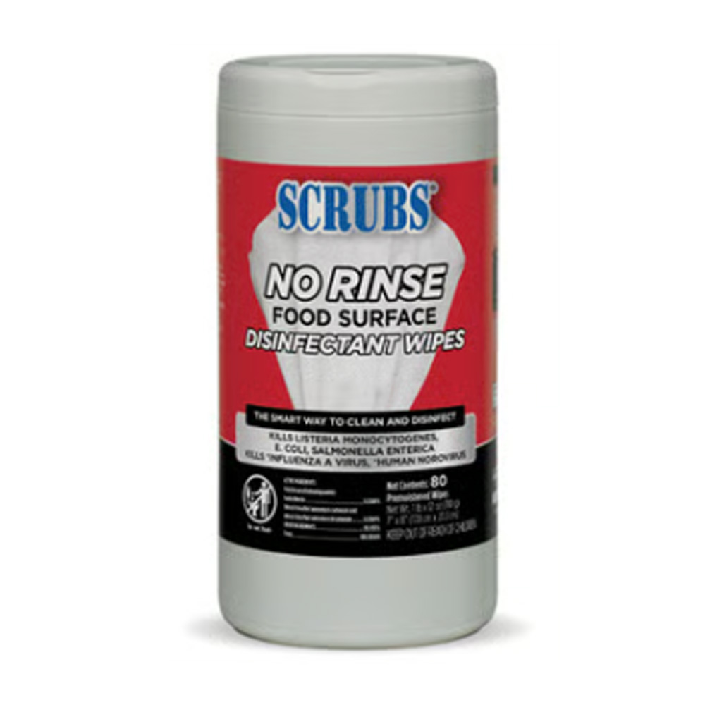97080 Scrubs NO RINSE 7"x8" Food Surface Disinfectant Wipes 6/cs
