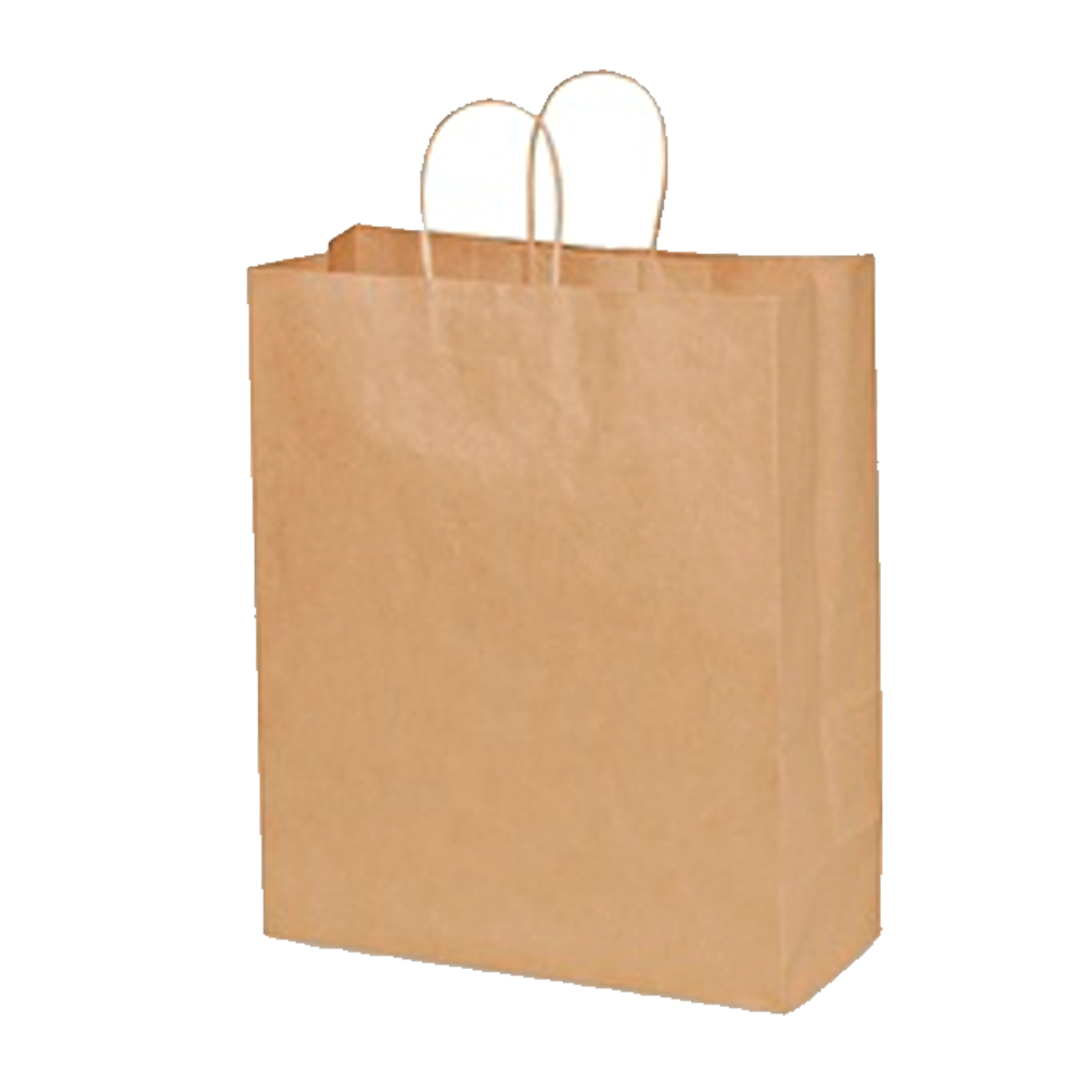 87127 Traveler Shopping Bag 60 lb. Kraft 13"x6"x15.75" Handle Paper 250/bx.