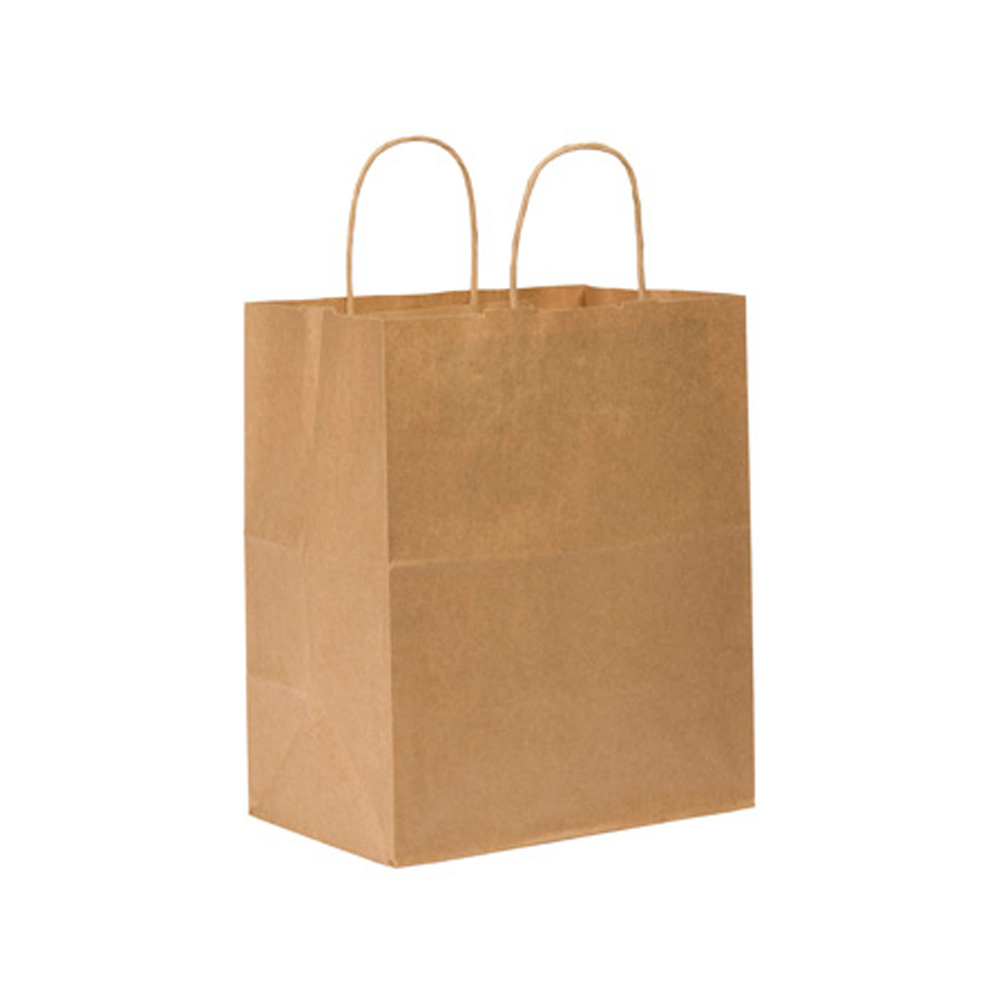 87490 Bistro Shopping Bag 60 lb. Kraft 10"x6.75"x12" Handle Paper 250/bx.