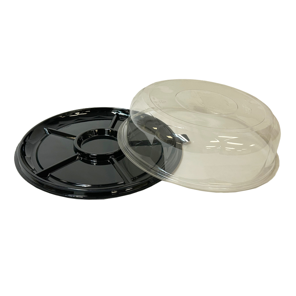 YNLP Black 12" Lazy Susan Tray w/ 3.5" Lid 30/cs