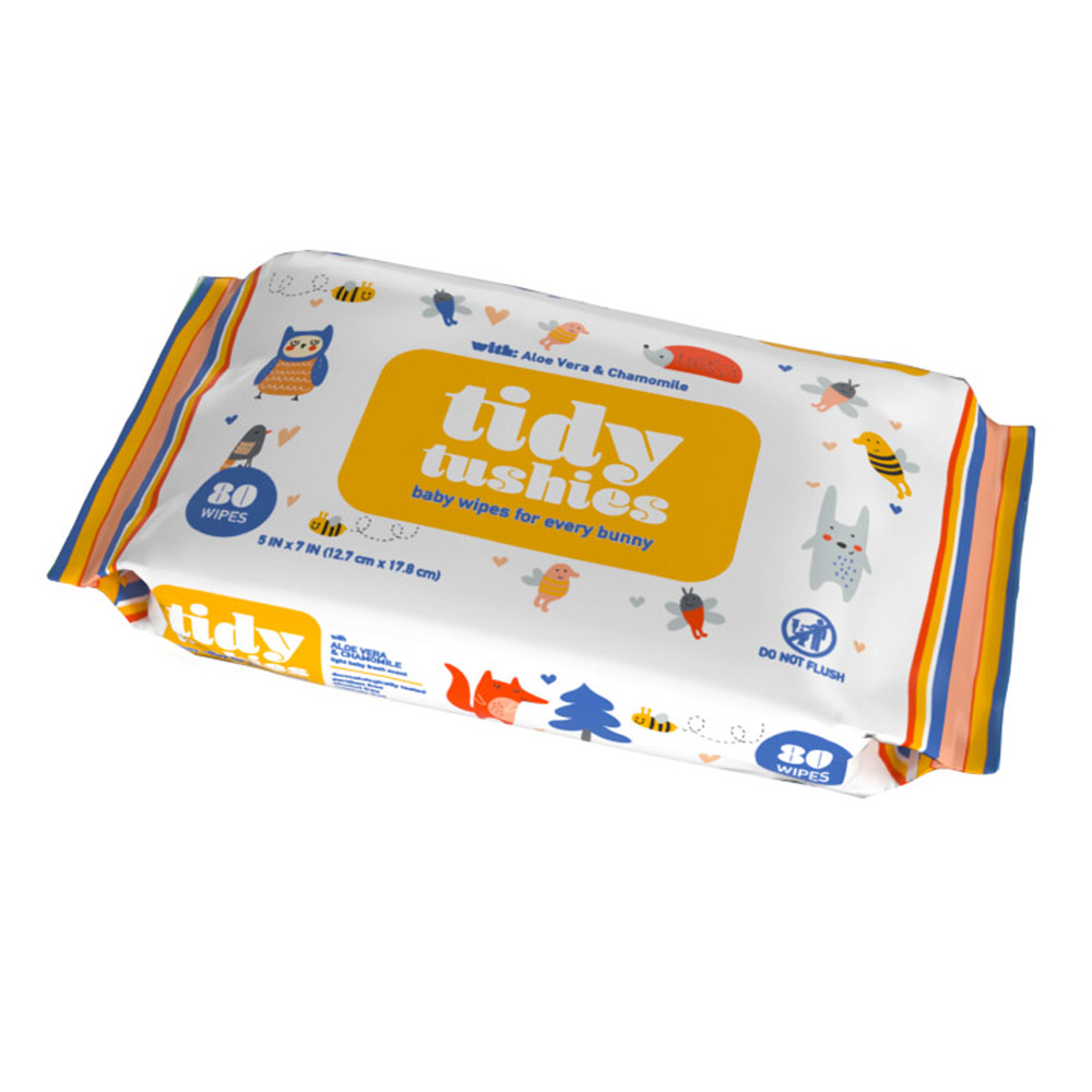 Tidy Tushies 5"x7" 3 Pack Baby Wipes 80 count 8/cs