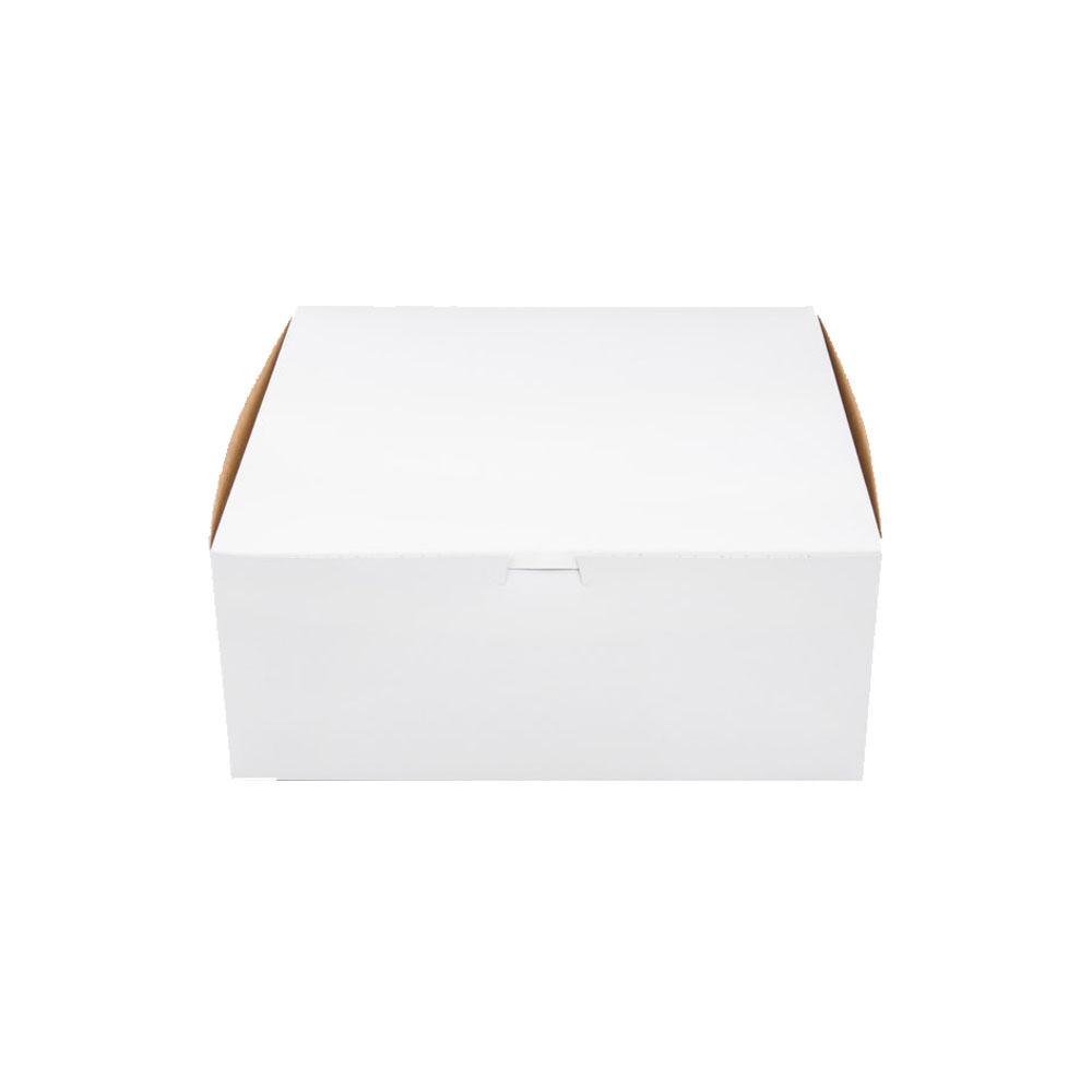 6125 White 12"x12"x5.5" Clay Cake Box 1pc Loc     k Corners 100/BD - 6125 WHT 12X12X5.5 CAKE BOX