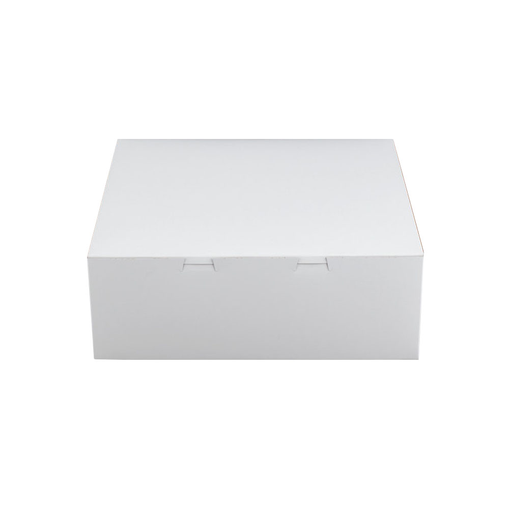 6142 White 14"x14"x5.5" Clay Cake Box 1pc Loc     k Corners 50/PK - 6142 WHT 14X14X5.5 CAKE BOX
