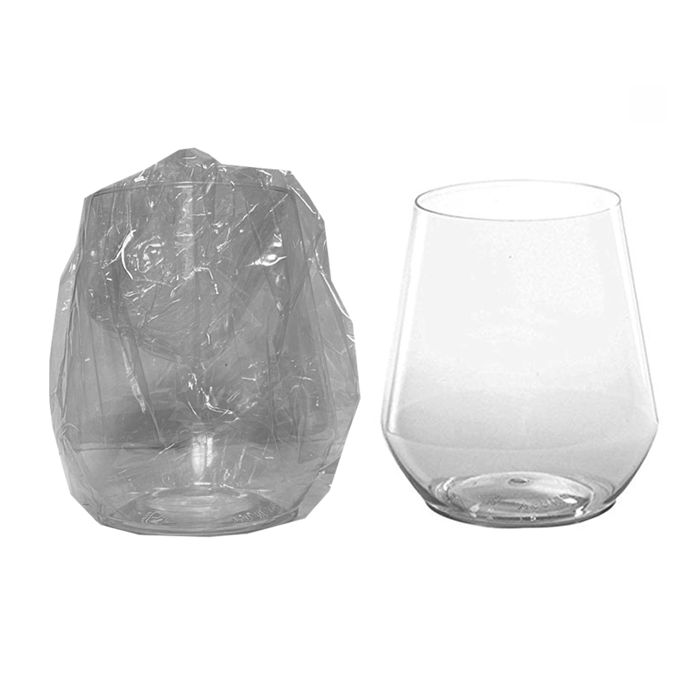 WRESSGL12 Reserv Wrapped Stemless Glass 12 oz. Clear Polyethylene 4/16 cs