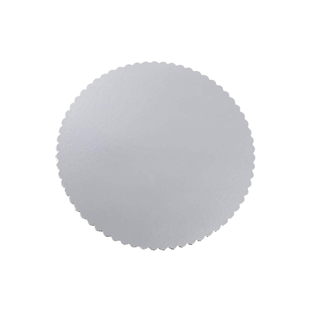 RSS-10 10" Silver Laminated Scalloped Chip Board Cake Circle 100/cs