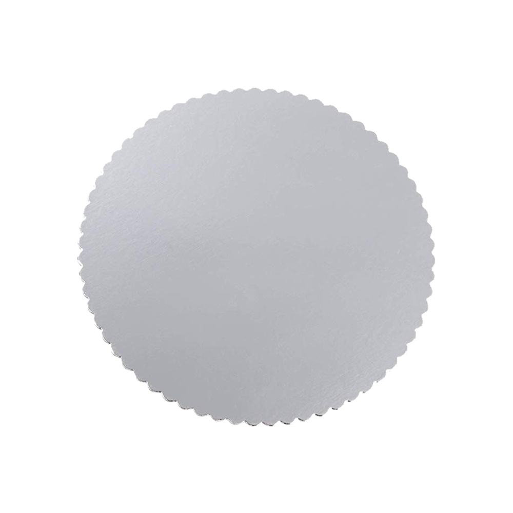 RSS-12 12" Silver Laminated Scalloped Chip Board Cake Circle 50/cs
