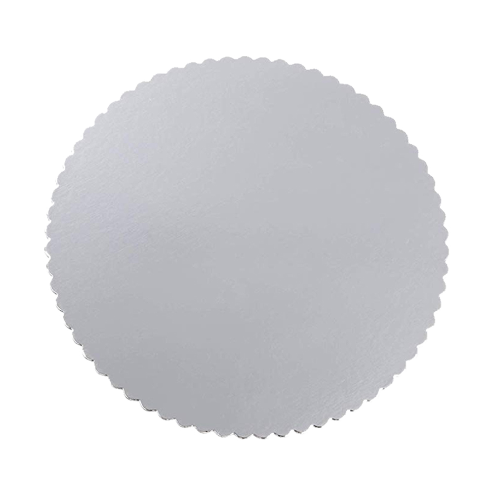 RSS-16 16" Silver Laminated Scalloped Chip Board Cake Circle 50/cs