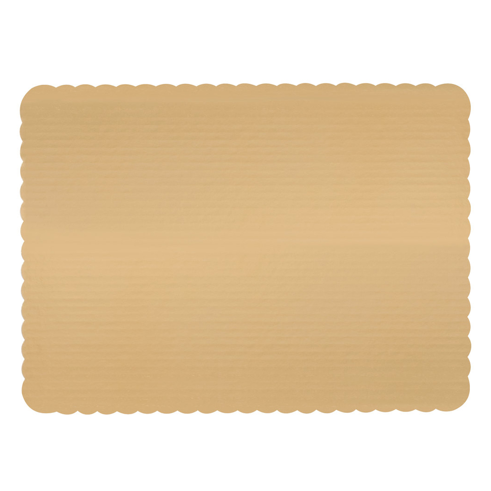 16584 17.75"x13.75"  Gold Laminated Corrugated Half Sheet Cake Board 50/cs