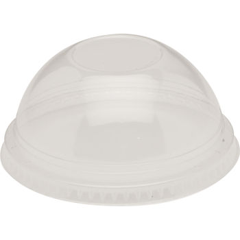 DLKC16/24NH/9808060 Greenware Clear 16 oz. Compostable Dome Lid w/No Hole 10/100 cs