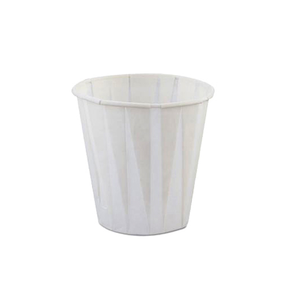 W450F White 3.5 oz. Pleated Paper Water Cup 25/100 cs - W450F 3.5z PLTD PAP WATER CUP.