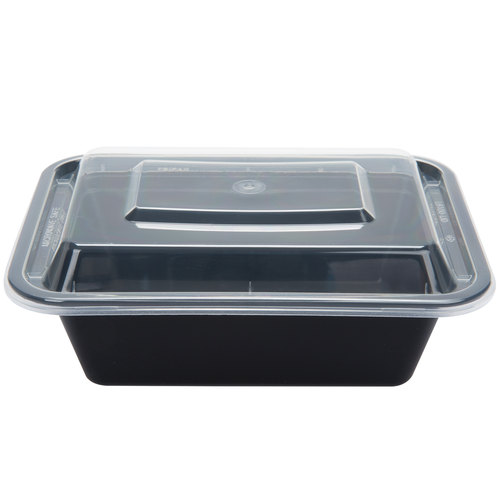 Newspring Rectangular Container with Lid, Black, 58 oz - 150 pack