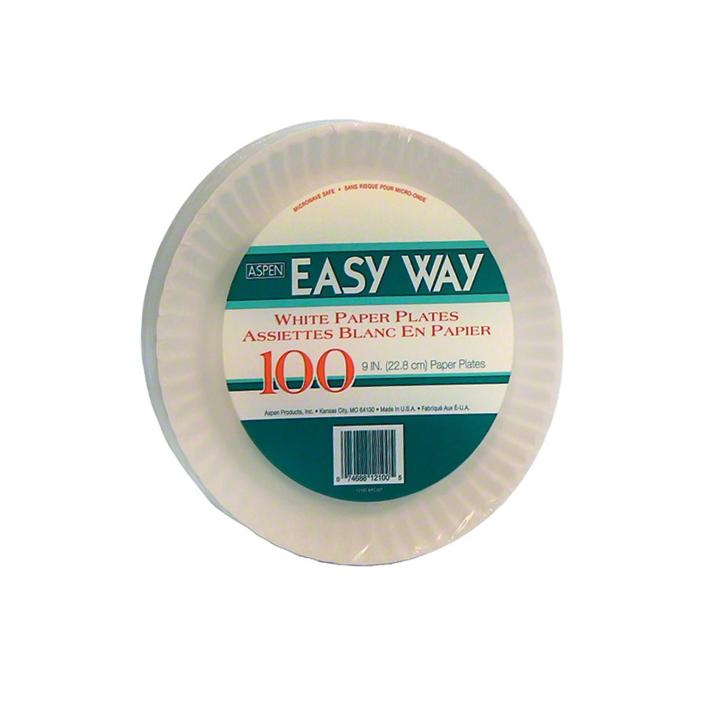 12100-5 Easy Way White 9" Uncoated Fluted Paper Plate 12/100 cs