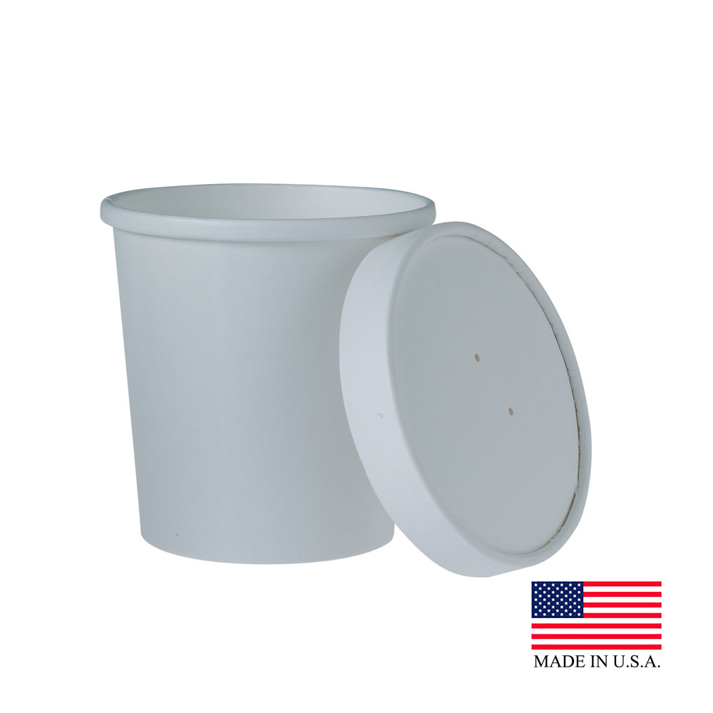 KHB16A-2050 FlexStyle White 16 oz. Poly Coated Paper Soup Container & Lid Combo 5/50 cs