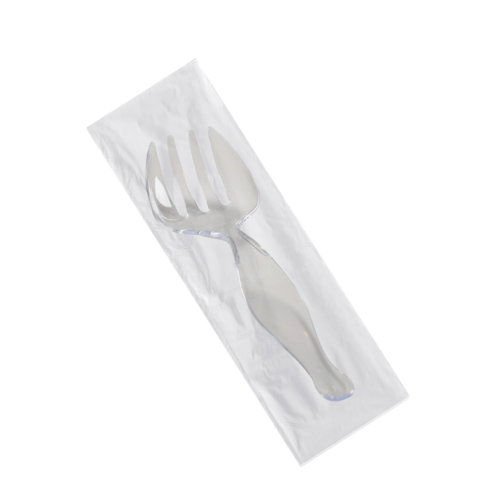 3301-CL Platter Pleasers Clear 8.5" Wrapped Plastic Serving Fork 144/cs - 3301-CL 8.5"WRAP SERVING FORKS