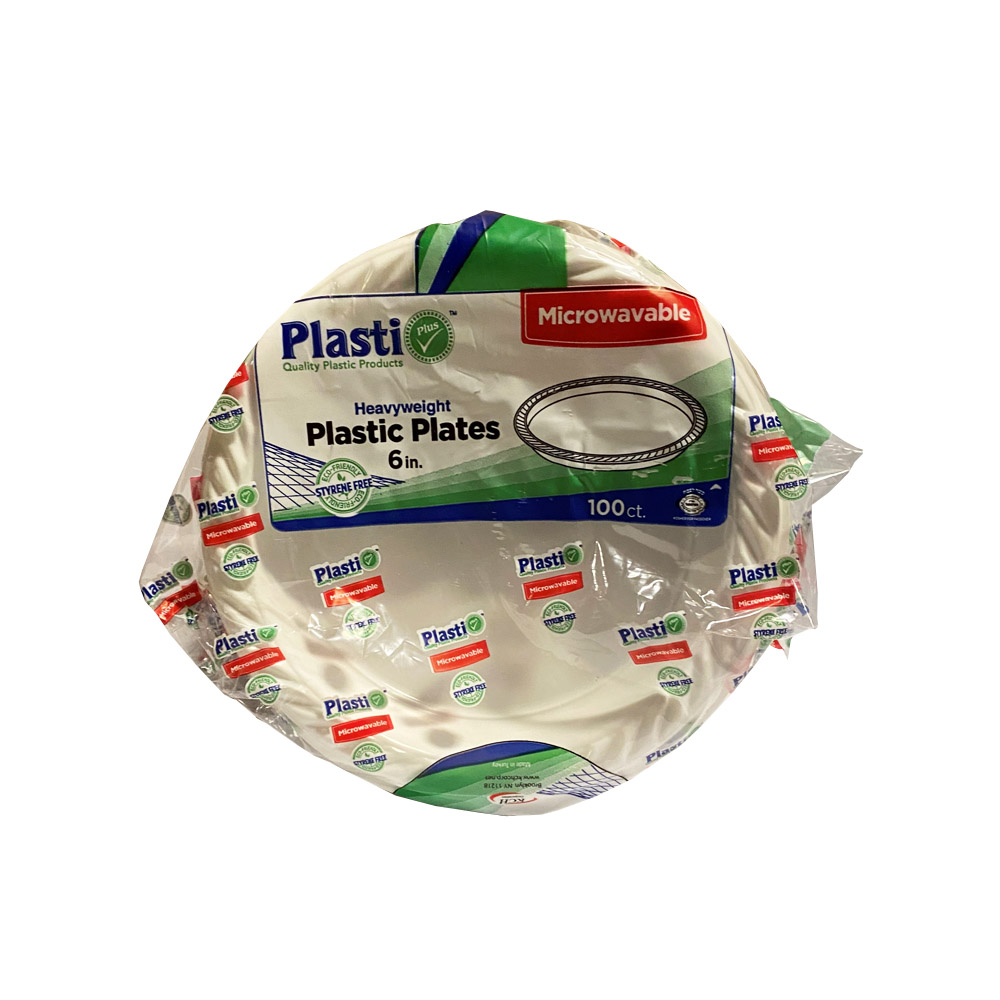 PPP6-100 Plasti Plus 6" White Plastic Plate 8/100 cs - PPP6-100 6"WH PLASTIPLUS PLATE